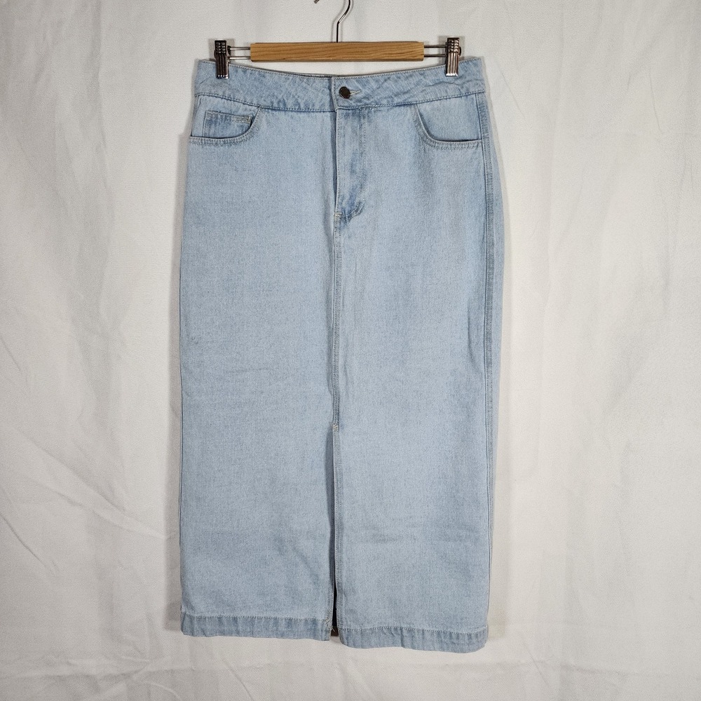 Velvet Heart Denim Paulina Skirt Midi Length Split Front Casual Size M